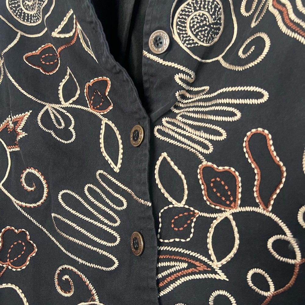Vintage Vicki Wayne Jacket Artisan Embroidered Eclectic 100% Cotton - size 16 - Picture 5 of 9